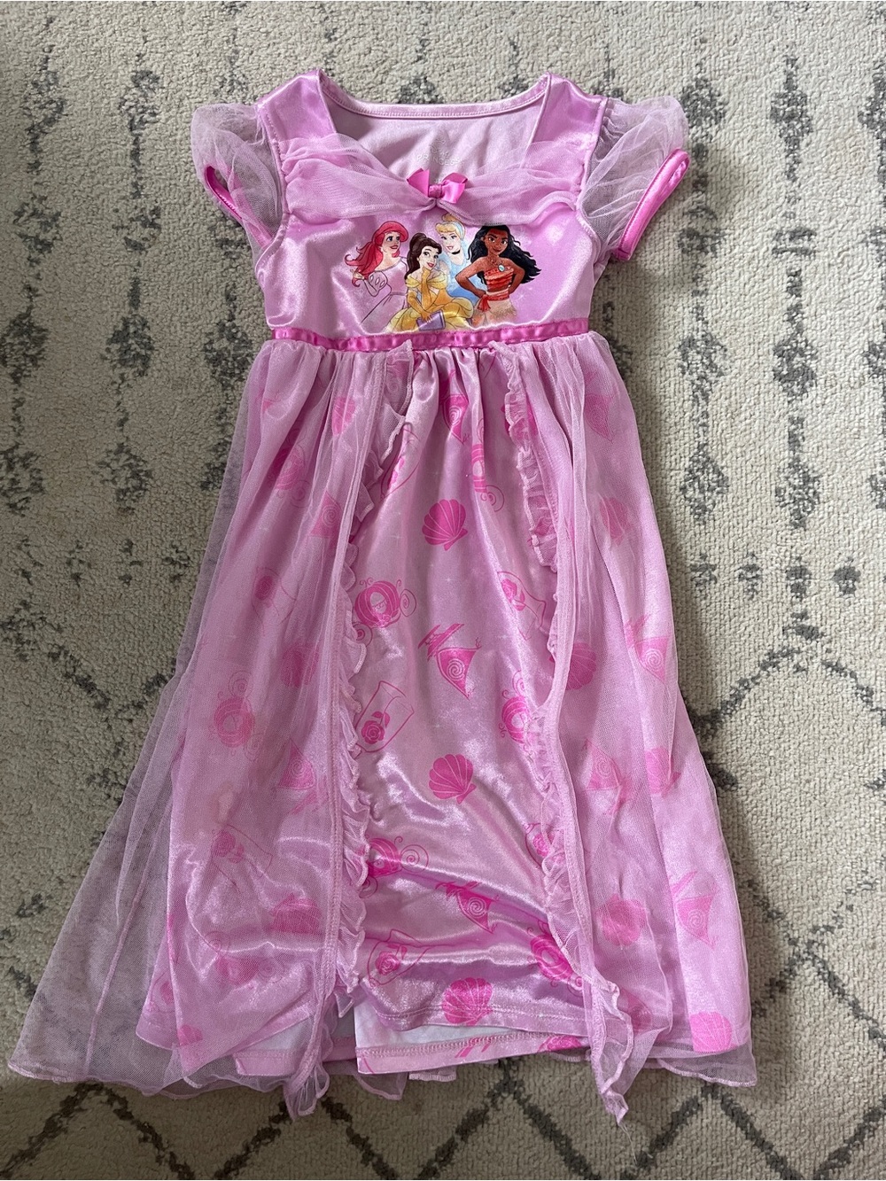 Disney Pink Princess Dress-Up Gown with Ariel Belle Jasmine